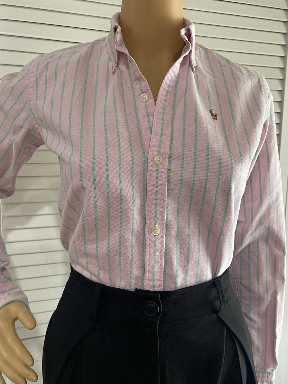 Polo by Ralph Lauren Pink with Mint Stripe Button-Down Shirt - Picture 3 of 6